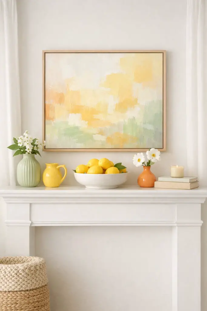 Summer citrus on a bright mantel