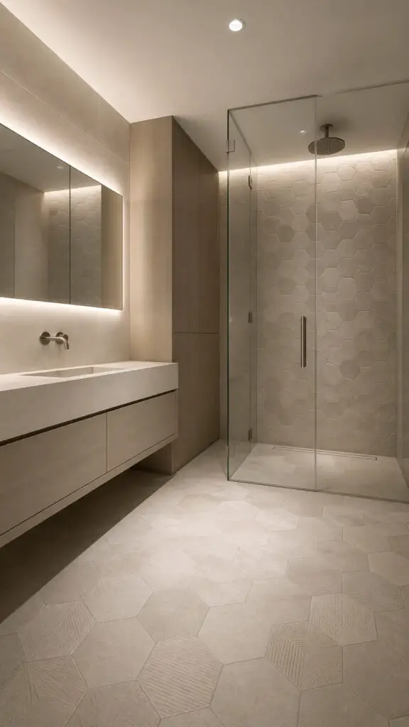 Textured Hexagon Bathroom Surface