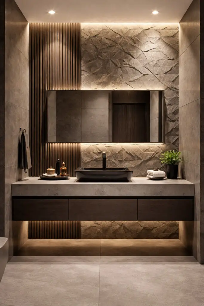 Textured Wall Panel Masculine Bathroom
