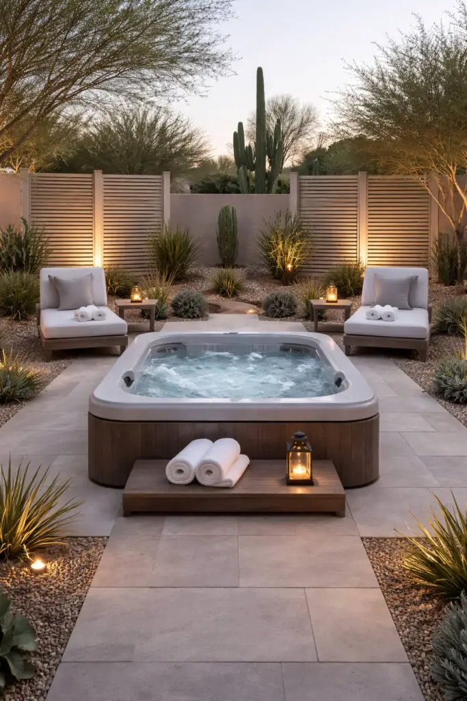 Twilight serenity in Arizona backyard