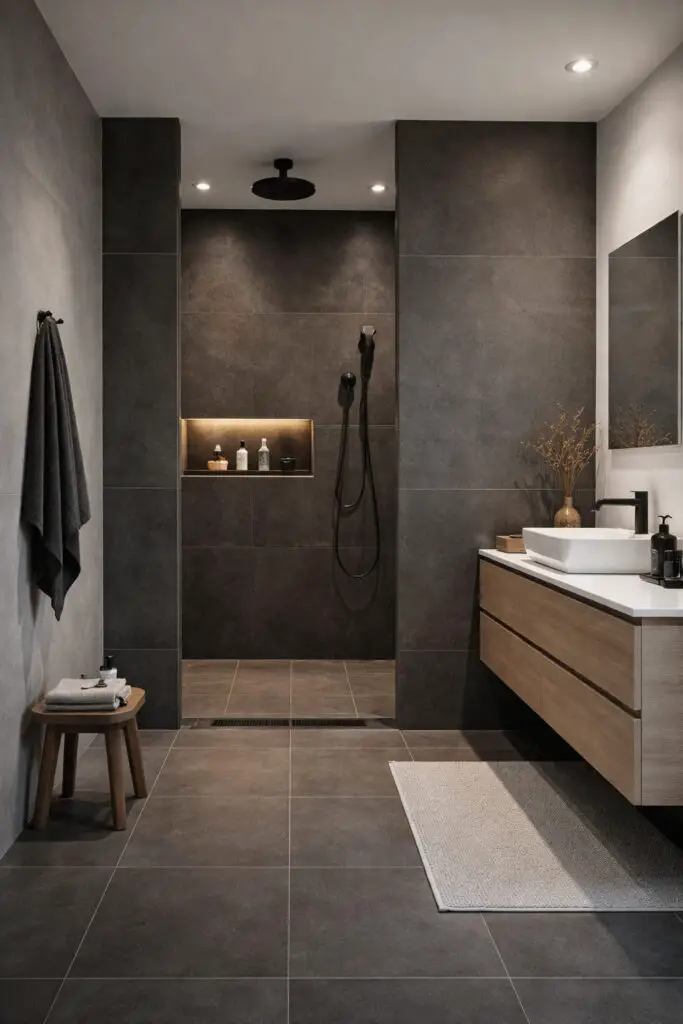 Walk In Shower Space Masculine Bathroom