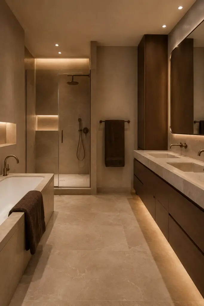 Brown Bathroom Beige Layers