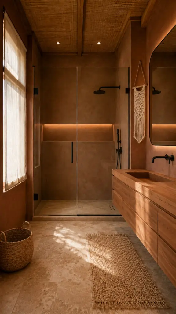 Brown Bathroom Boho Warmth