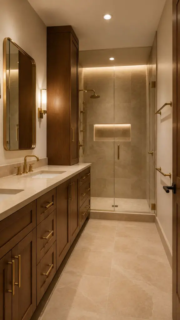 Brown Bathroom Brass Elegance