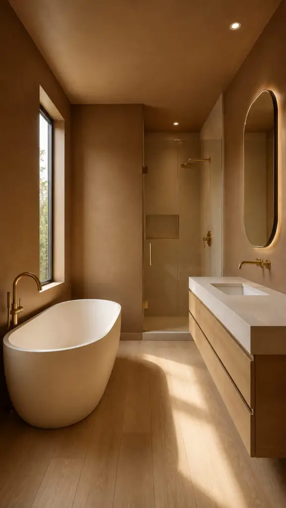 Brown Bathroom Caramel Walls