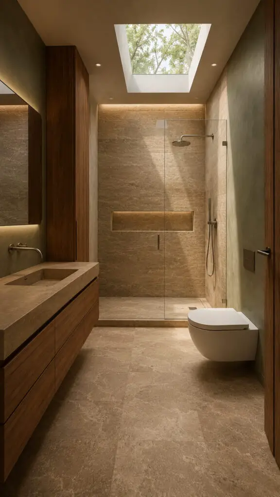 Brown Bathroom Green Earthy