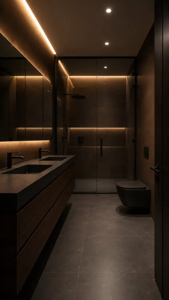 Brown Bathroom Moody Black