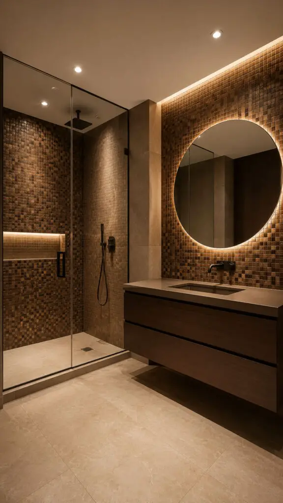 Brown Bathroom Mosaic Style