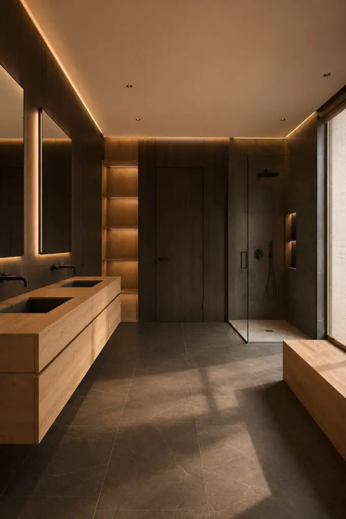 Brown Bathroom Oak Contrast