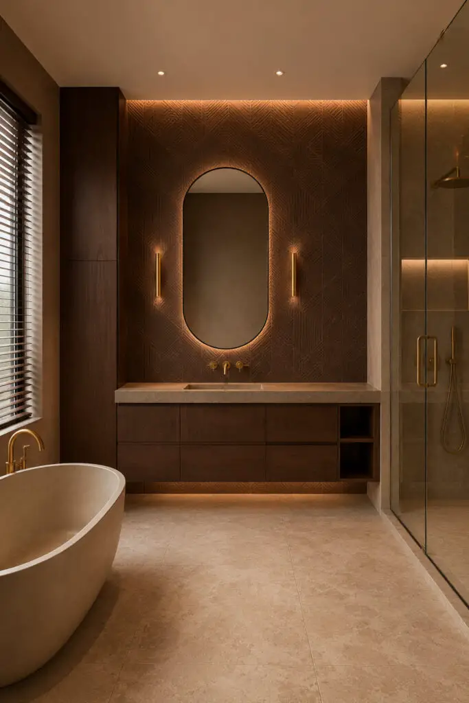 Brown Bathroom Wallpaper Statement