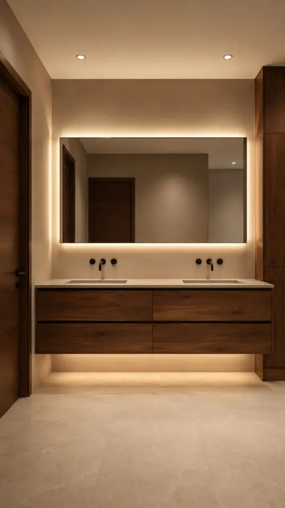 Brown Bathroom Walnut Vanity