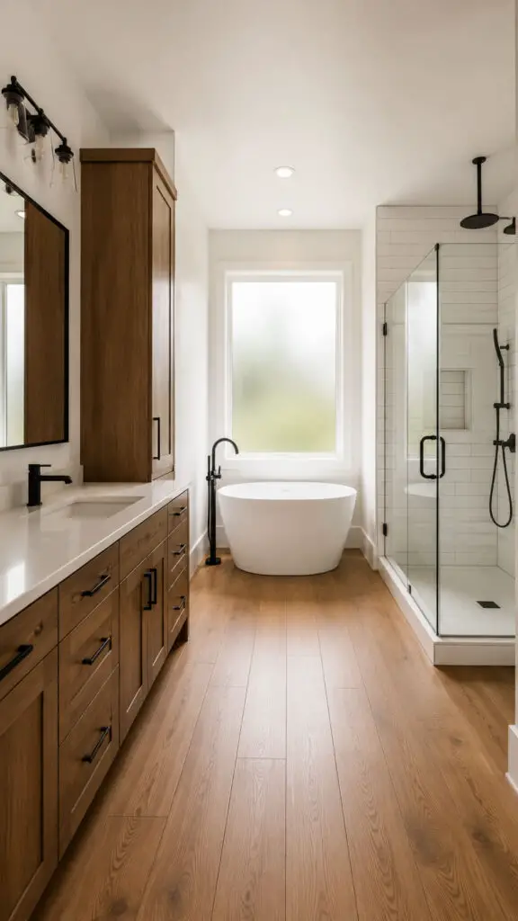 Brown Bathroom White Contrast