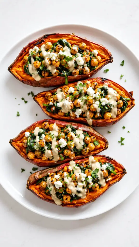 Chickpea Stuffed Sweet Potatoes