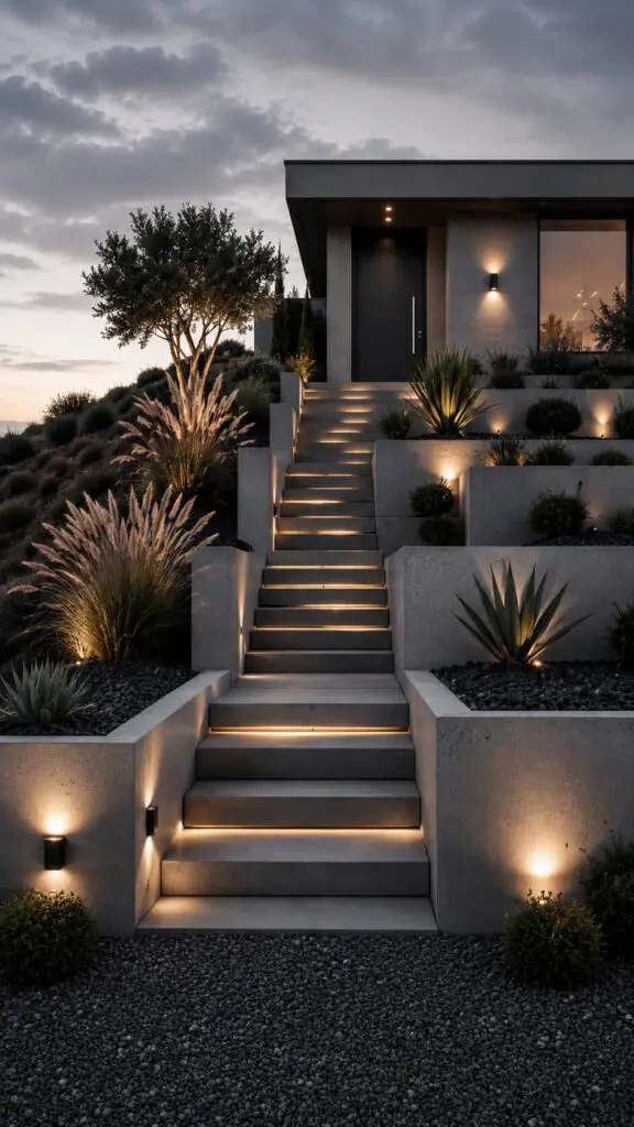 Hillside Modern Concrete Tiers