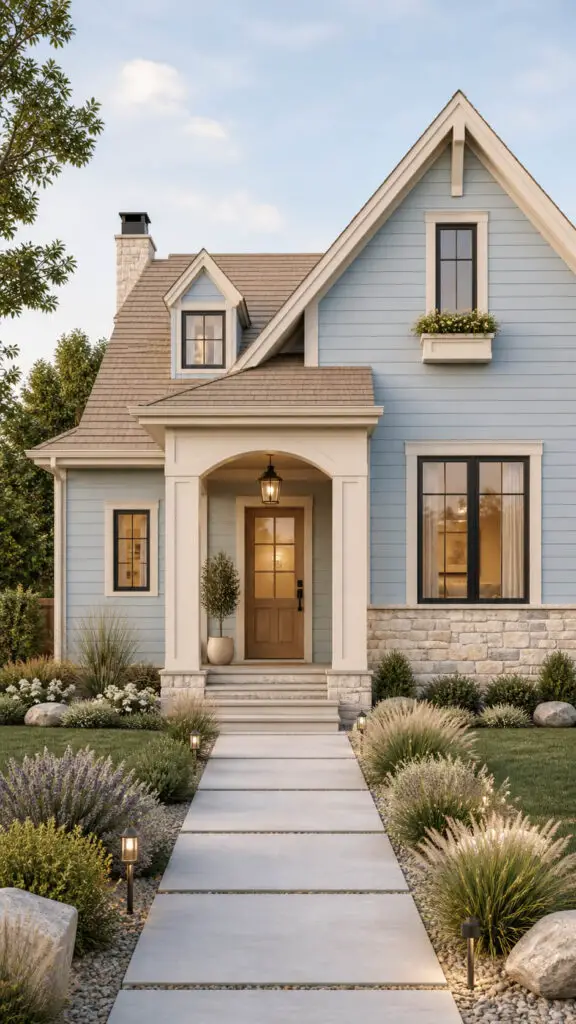 Light Blue House Beige Combo