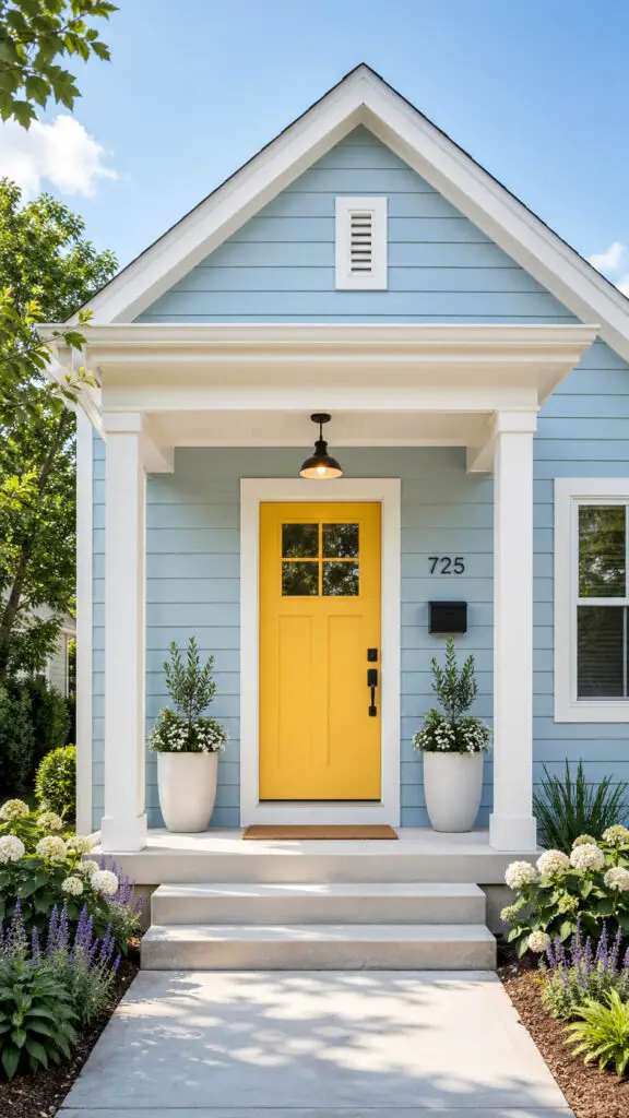 Light Blue House Bold Door