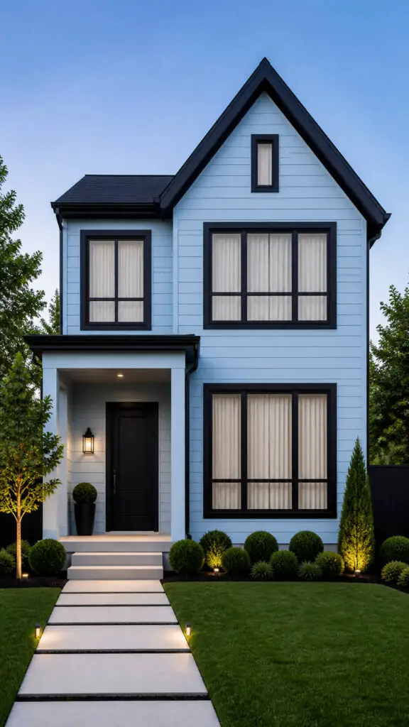 Light Blue House Dark Trim
