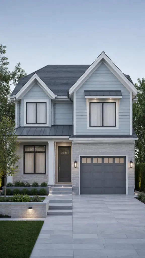 Light Blue House Gray Elegance