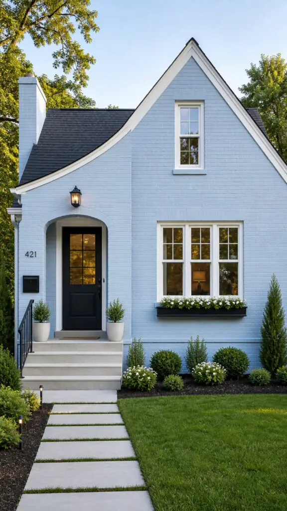 Light Blue House Painted Brick