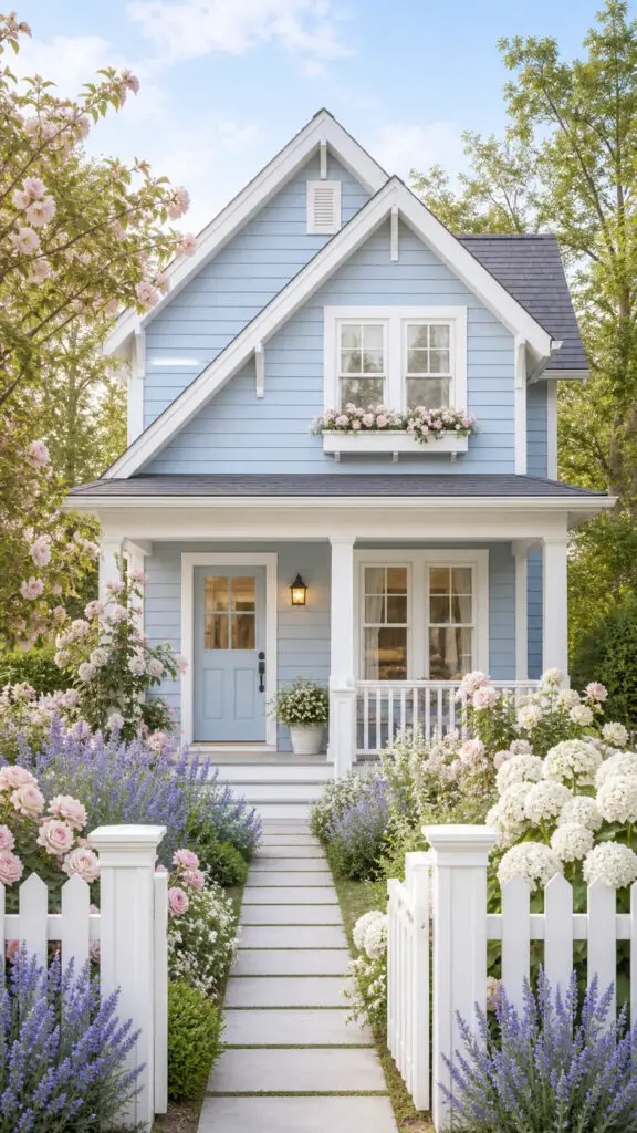 Light Blue House Pastel Garden