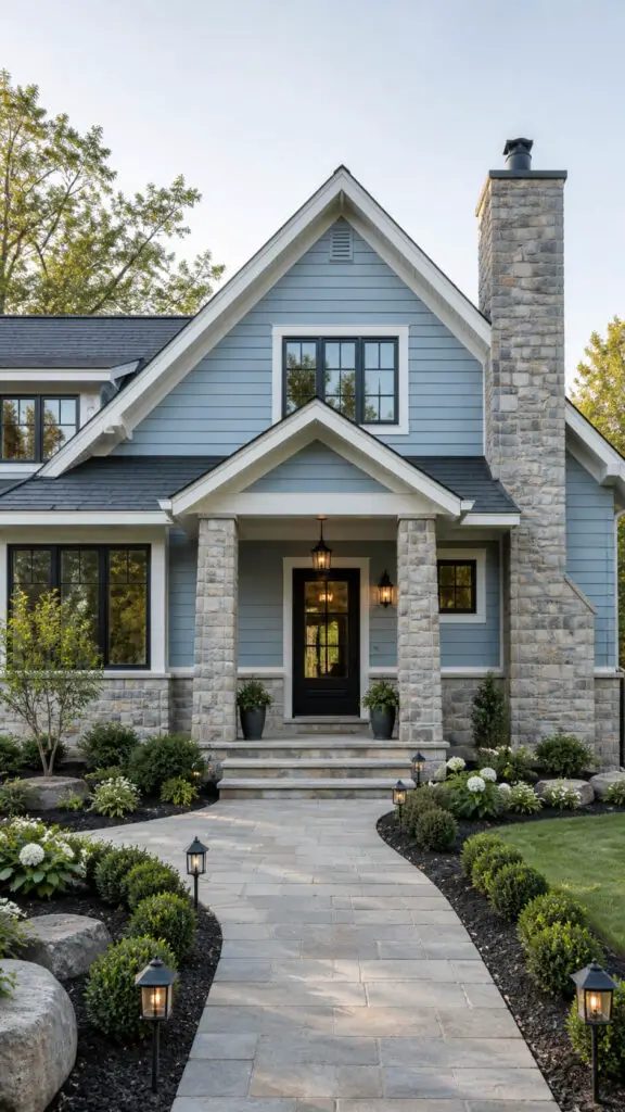 Light Blue House Stone Contrast