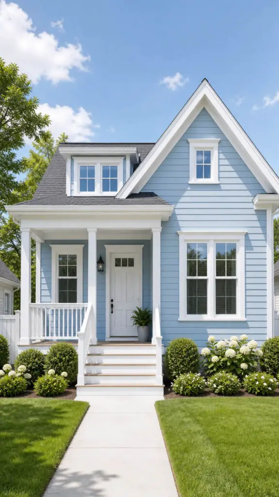 Light Blue House White Trim