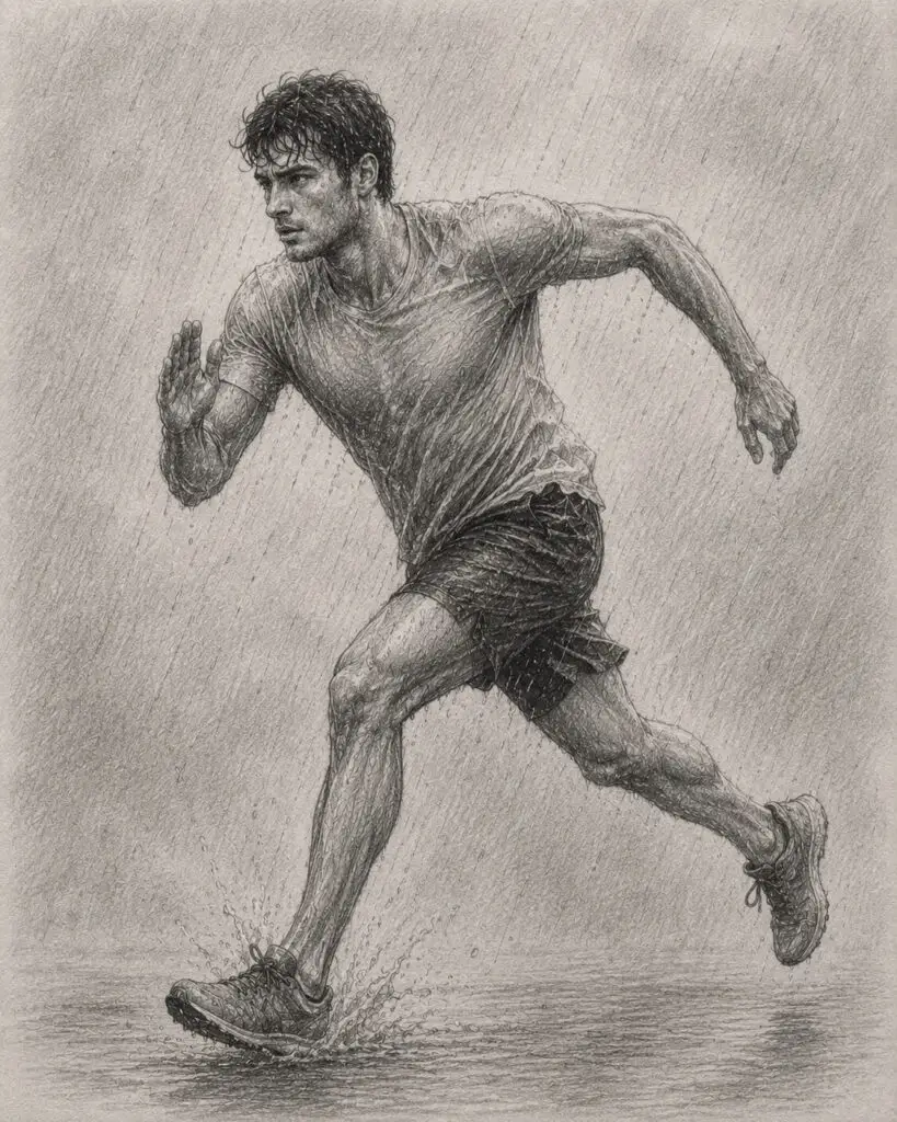 Male Running Rain
