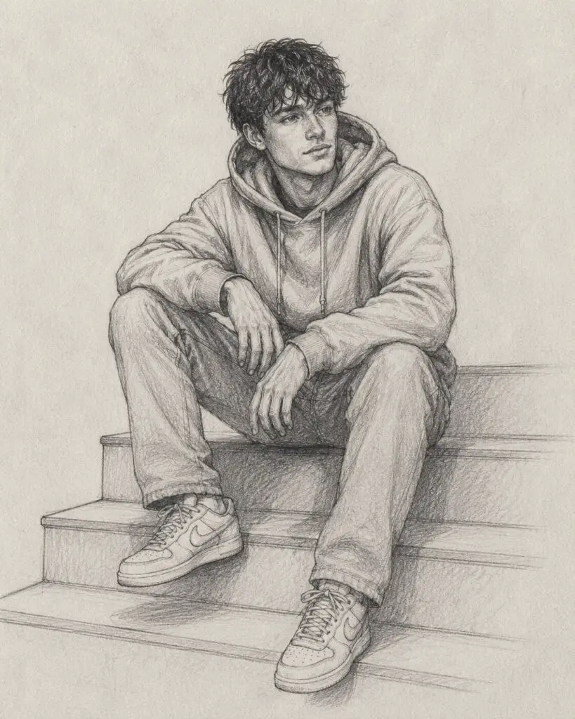 Male Stair Sitting