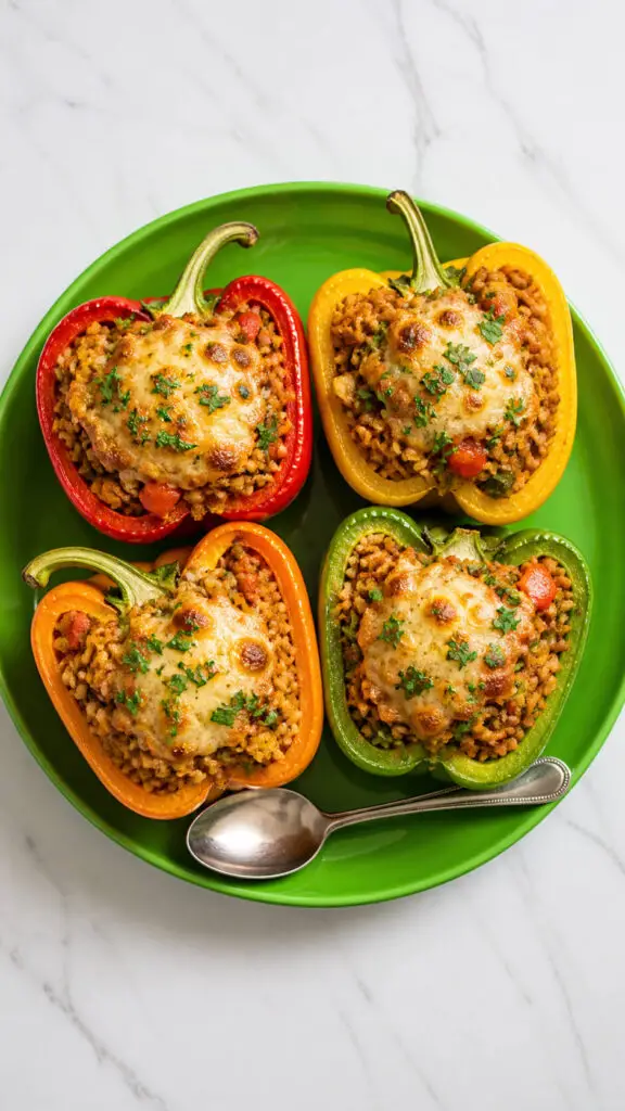 Red Lentil Stuffed Peppers