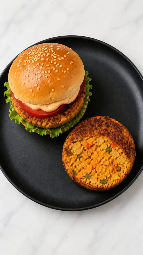 Red Lentil Veggie Burgers