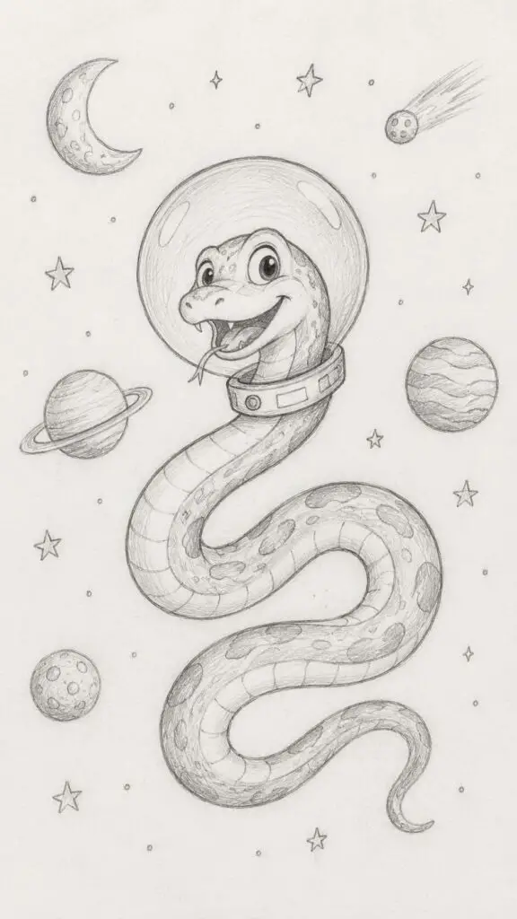 Astronaut Snake Drawing