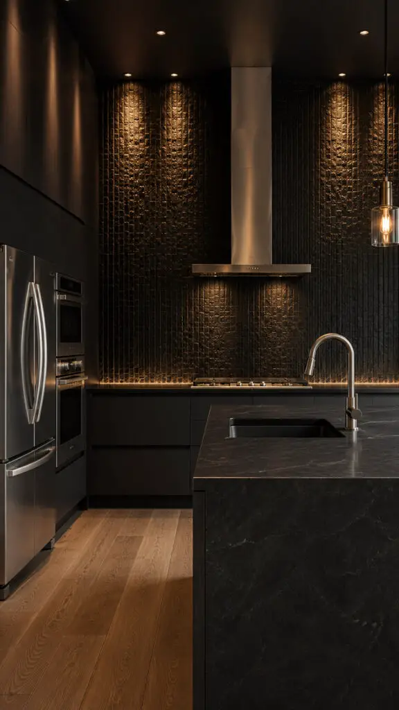 Black Backsplash Kitchen