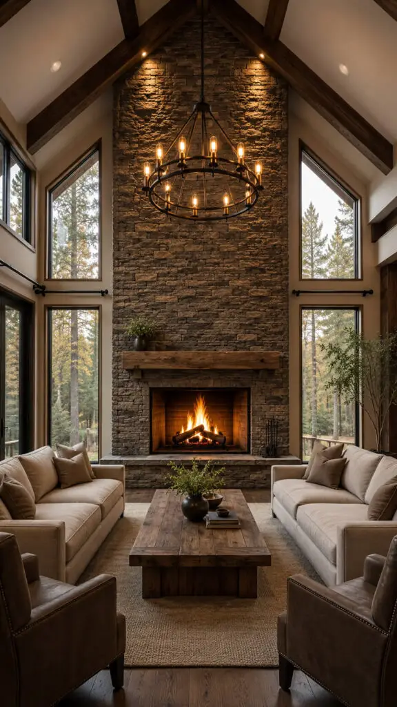 Cabin Grand Fireplace Wall