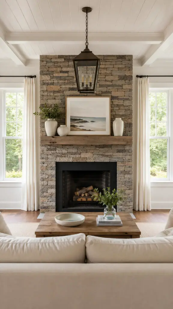 Cape Cod Stone Fireplace