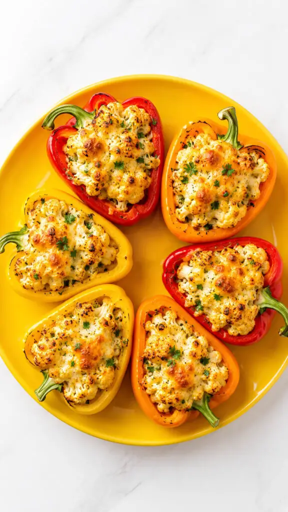 Cauliflower and Cheese Stuffed Peppers