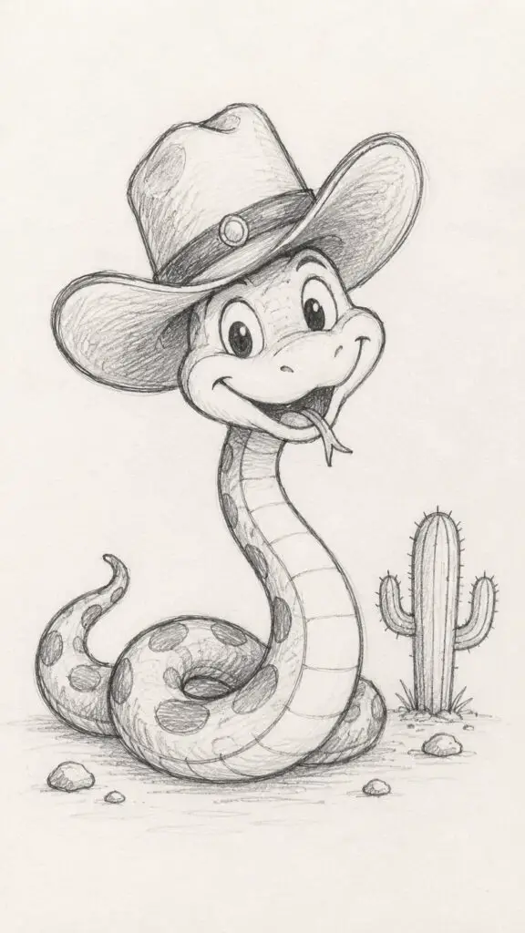 Cowboy Snake Drawing