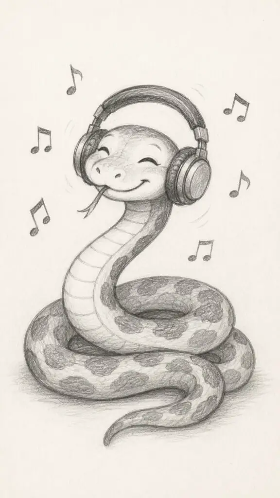 Headphones Snake Drawing