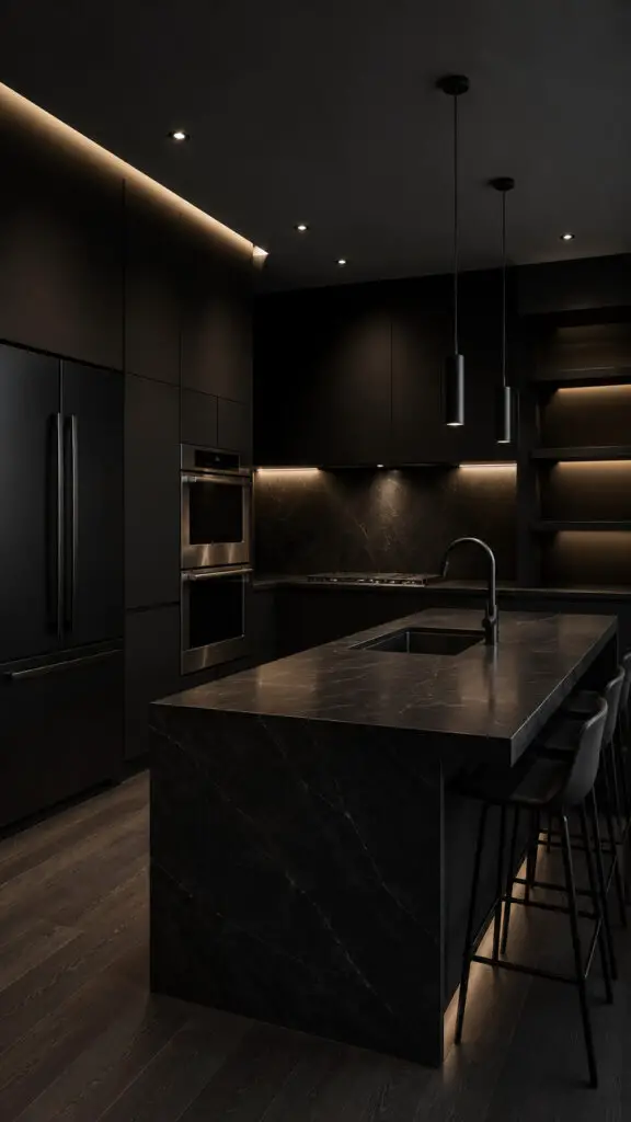Layered Black Kitchen