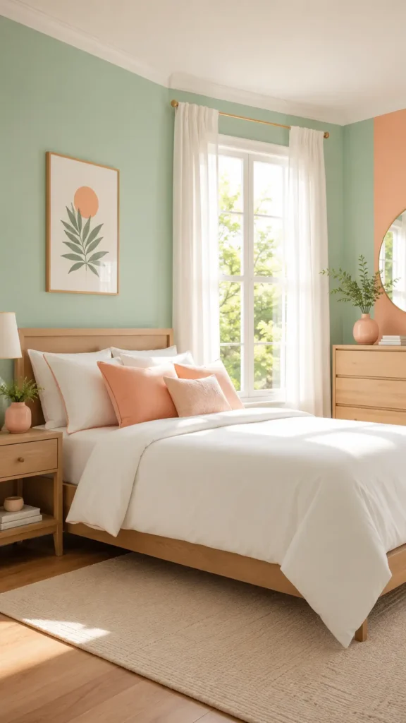 Mint Peach Bedroom