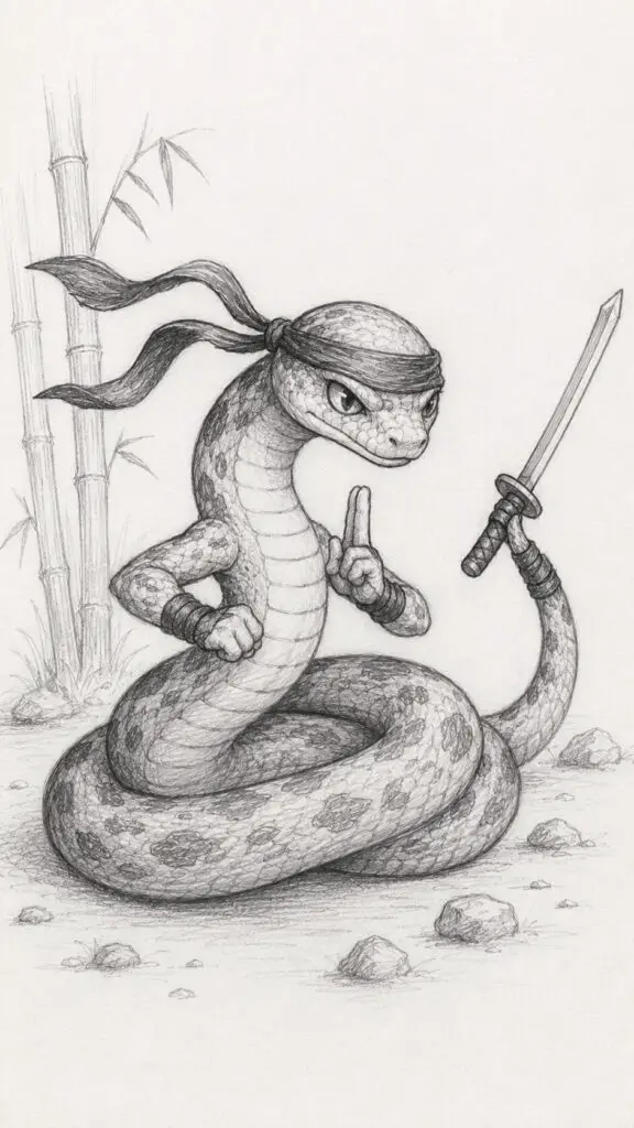 Ninja Snake Drawing