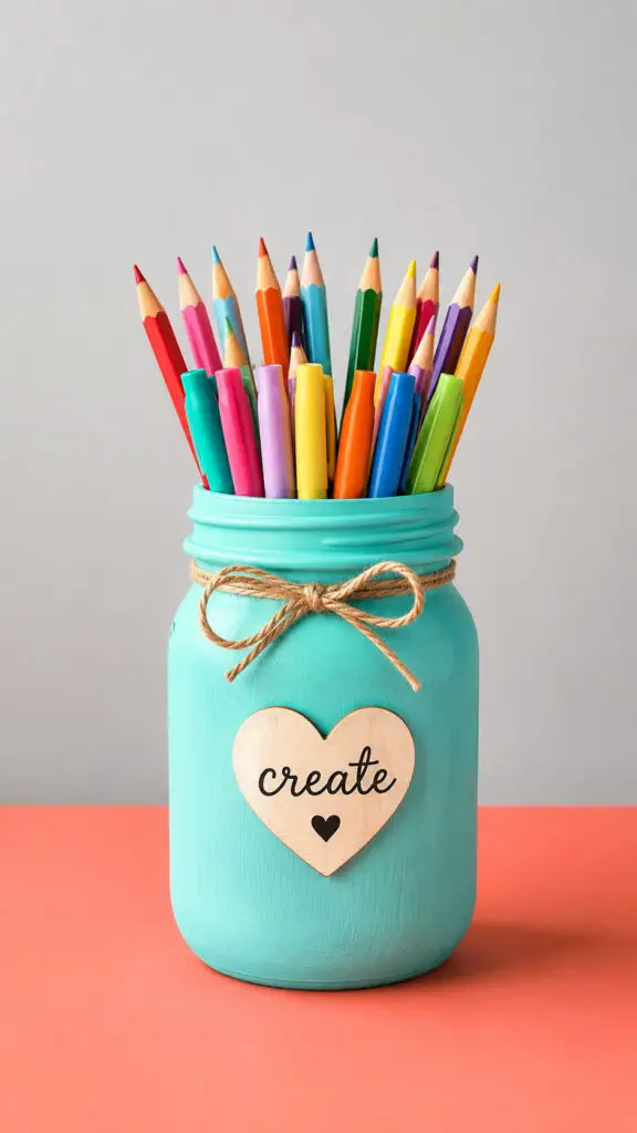 Painted Mason Jar Organizer