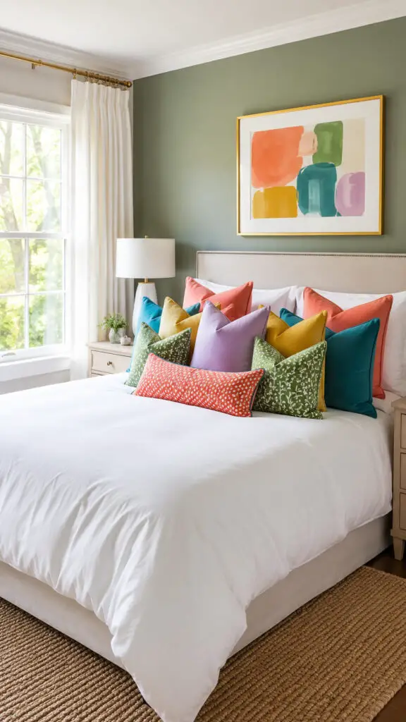 Rainbow Pillow Bedroom