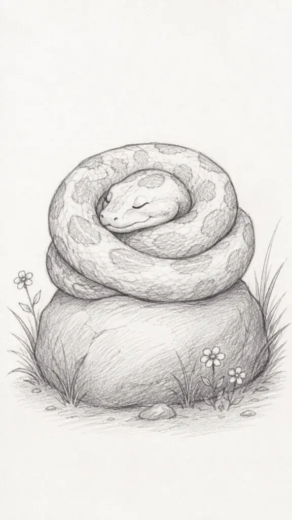 Sleeping Snake Drawing