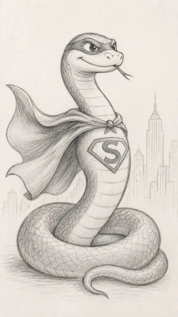 Superhero Snake Drawing