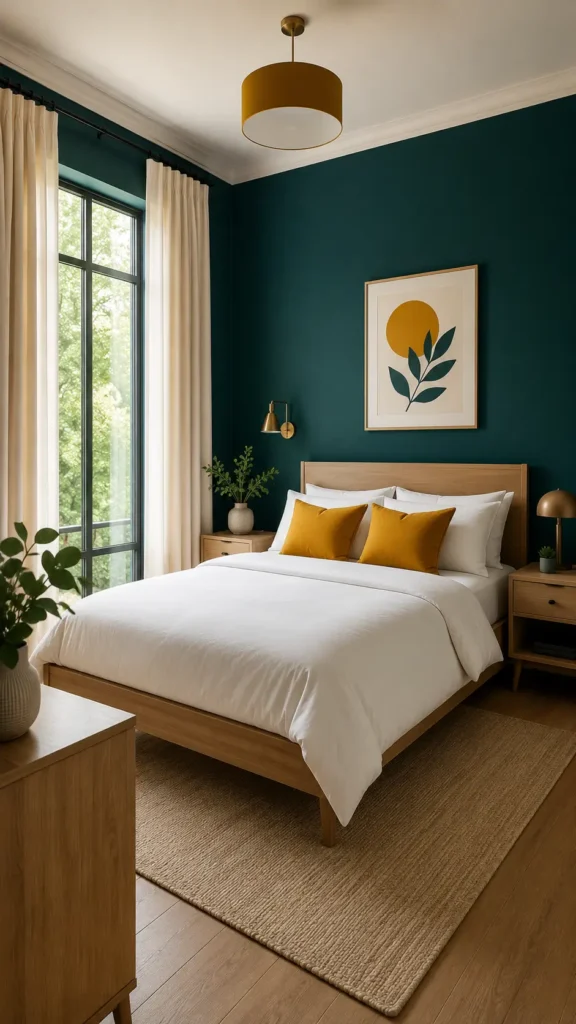 Teal Mustard Bedroom