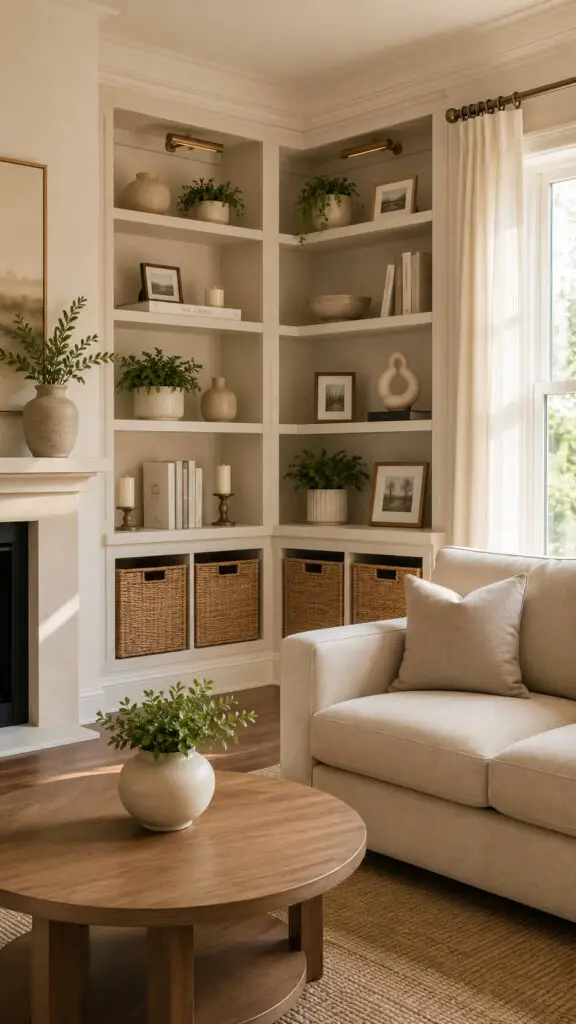 Basket Corner Bookshelf