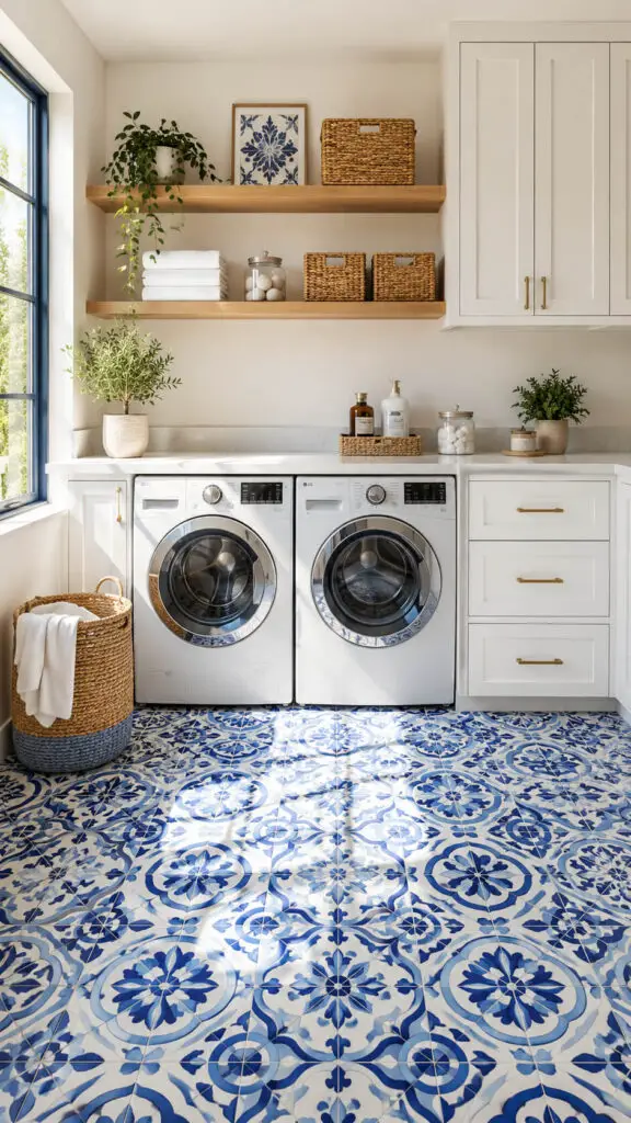 Blue Laundry Room Floor