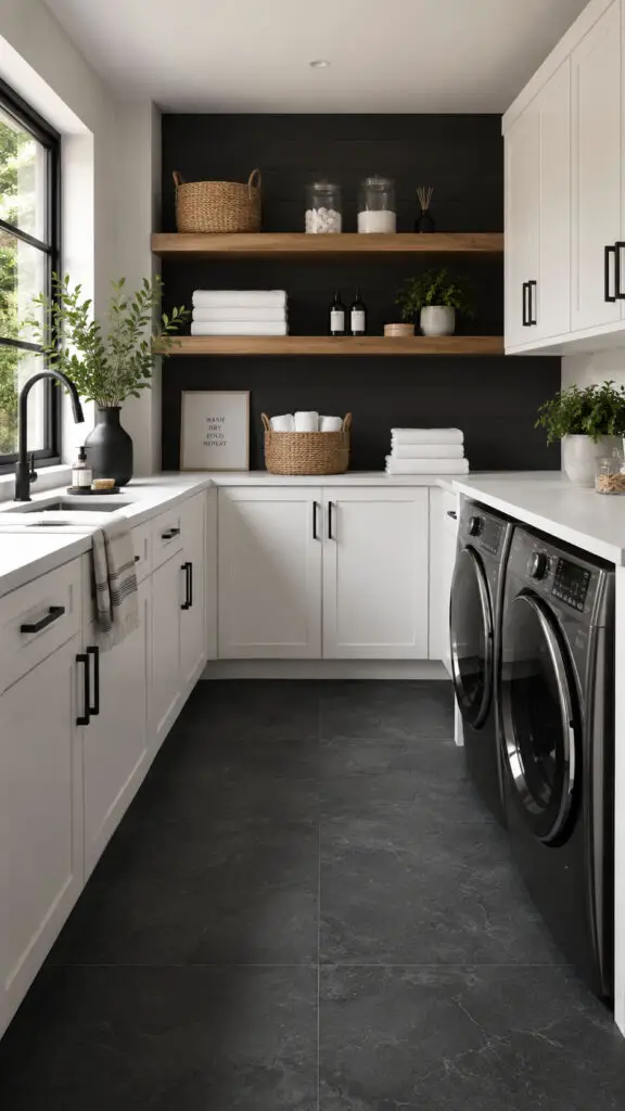 Charcoal Laundry Room Floor