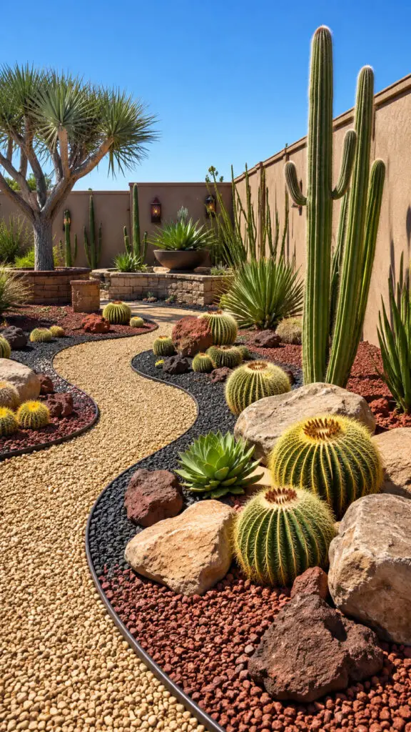 Colorful Gravel Cactus Garden