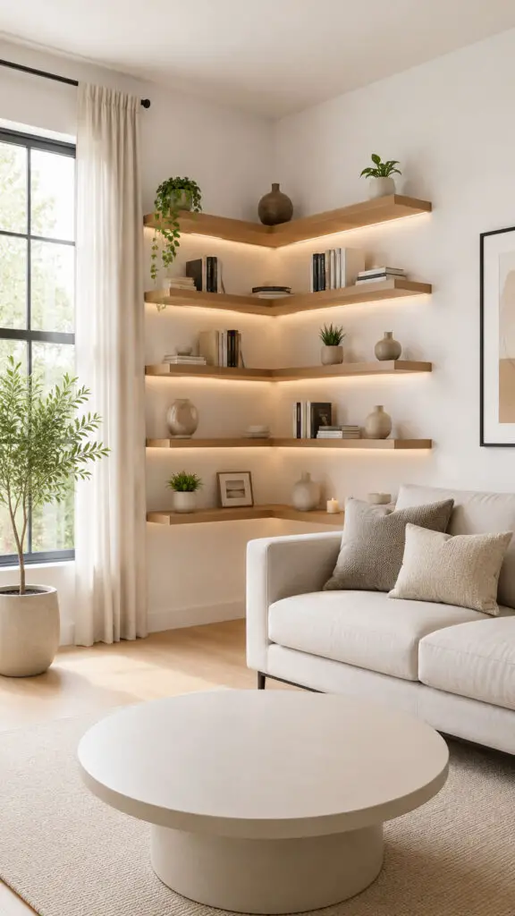 Floating Corner Bookshelf